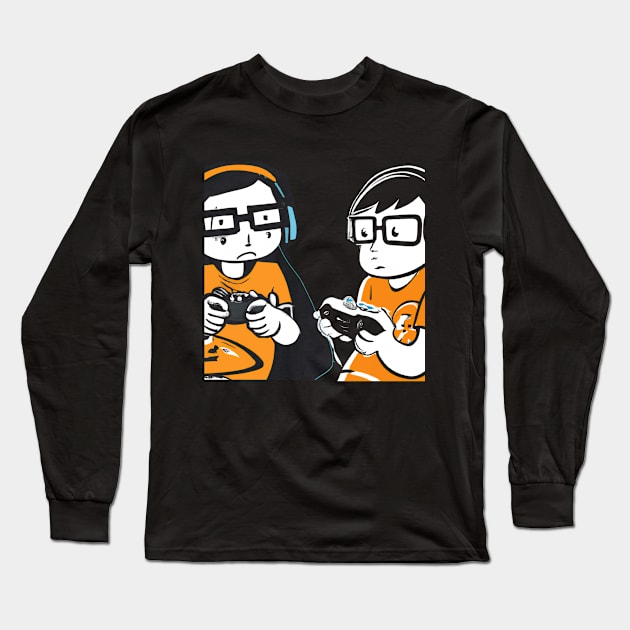 Gamer Gaming Comic Style Long Sleeve T-Shirt by Imutobi